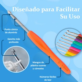 Ausein Crochet Kit 14 Tallas, Gganchos para Tejer Ergonómicas con Estuche, Kit de Crochet, Set de Agujas de Ganchillo Multicolores, 2mm-10mm, Regalo de Navidad para Principiantes, Mujeres, Madre