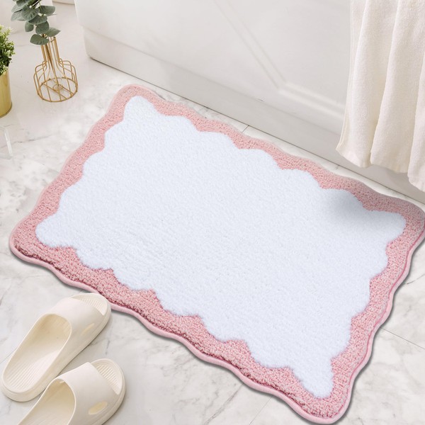 Pink Bathroom Rugs Soft Non Slip Pink Bath Mat Irregular
