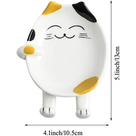 Soporte de cuchara de cerámica multifuncional para cocina, bonito soporte para utensilios de cocina en forma de gato, estante para tapa de café, cuchara, resto de cucharón, espátula,