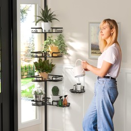 KEGII Tension Pole Shower Caddy Corner – 4 Adjustable Shelves with Extra Hooks, 2 Soap Trays & Razor Stands, Rust-Resistant Floor to Ceiling Organizer for Home & Rental, 25-114.2 Inch