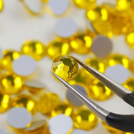 5mm Citrine Crystal Rhinestones Flat Back Non hotfix, yantuo 1440 pcs Citrine Rhinestone Glue fix gems,Bling Glitter Glass Stone for Nail Art,Makeup,DIY Crafts,Shoes,Heels,Home Decoration