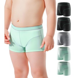 Carer Boys Incontinence Underwear Washable with Front Absorbent 80ML Breathable Cotton Absorbent Underwear for Kids 5 Pack Reusable Waterproof Incontinence Underwear for Boys Age 4-18, Large