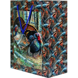 River's Edge Turkey Design Gift Bag, Medium/10x13x5-Inch