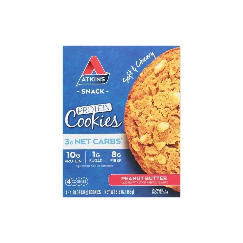 Atkins Peanut Butter Protein Cookie, Protein Dessert, Rich in Fiber,