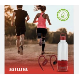 AIWA Get Fit Sport Kit Wireless Earphones Water Bottle Speaker RED or BLACK NEW