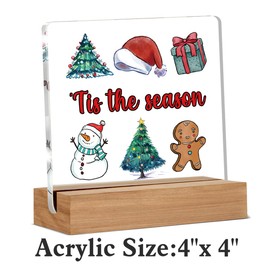 Christmas Gifts for Women Men, Cute Christmas Gifts for Friends, 'Tis The Season Decorations, Christmas Home Acrylic Desk Sign Decor (4 x 4 Inches)