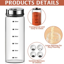 2 Pcs Large Salt & Pepper Shakers, Glass Salt & Pepper Shakers with Adjustable Pour Holes, Salt & Pepper Dispensers with Stainless Steel Removable Lids, Salt Spice Shakers for Kitchen Restaurant