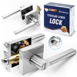 ANNFUZ Privacy Push Button Non-Handed Locking/One-Touch Opening,Interior Extended Door Handle Without Keys,Reversible Left & Right Door, ADA-Compliant,Keyless Lever Door Lock for Bathroom,Bedroom