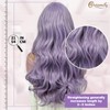 Creamily Long Purple Wig with Bangs, Long Wavy Curly Wig