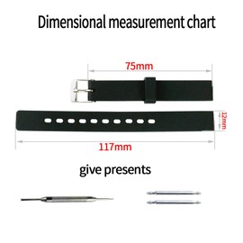 FACLE 12mm Silicone Watch Strap Pin buckle Accessories Outdoor Sports waterproof rubber watch band with men's and women's wristbands bracelet (Black, 12mm)
