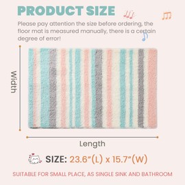 Scandinavian Bath Mat Non Slip Super Absorbent Bathroom Soft Microfiber Machine Washable Luxury Bathroom Carpet for Dining Room, Kitchen and Bedroom (23"x16", Pink)