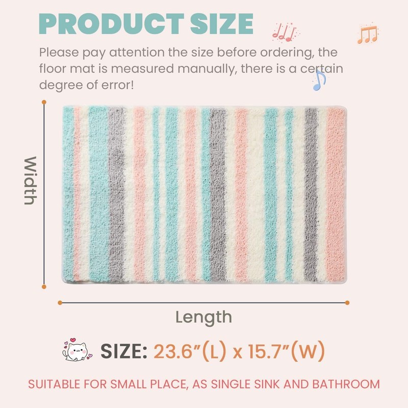 Scandinavian Bath Mat Non Slip Super Absorbent Bathroom Soft Microfiber