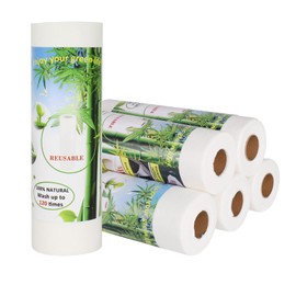 Belinlen Bamboo Paper Towels Replacement Set of 6 Rolls 120 Sheets Heavy Duty Machine Washable Reusable Paper Towels for Kitchen and Daily Use(11x12”)