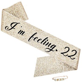 LATFZ I'm Feeling 22 Birthday Sash - Happy 22nd Party Supplies and Fabulous Satin Decoration (Gold)