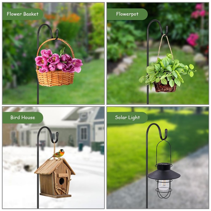 OFFCUP Shepherds Crook Hooks, 2pcs 75cm Bird Feeder Pole with