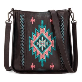 Montana West Aztec Crossbody Bags for Women Leather Cross Bay Embroidered Distressd Shoulder Bag MW1317-8360TQ