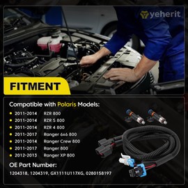Set of 2 Fuel Injector Harness Set Compatible with Polaris Ranger 800 2011-2017,Ranger Crew 800 2010-2014,Ranger XP 800 2012-2013,RZR 800 2011-2013 - Replace Part 1204318 1204319 0280158197