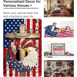 Patriotic Stars and Stripes Eagle USA Flag Tin Sign for Home Bedroom Man Cave Garage 4th of July Memorial Day Independence Day Decor 8 X 12 Inch (3704)