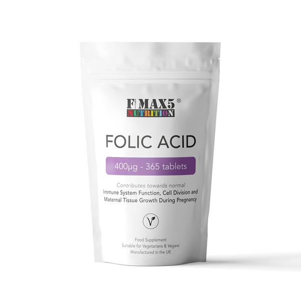 Folic Acid Tablets 400µg - 365 Vegan Vitamin B9 Tablets