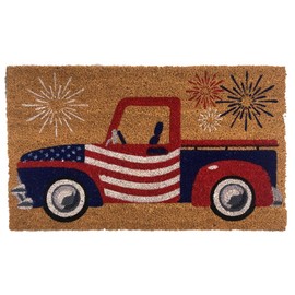 Briarwood Lane Patriotic Truck Coir Doormat Fourth of July Natural Fiber Outdoor 18" x 30"