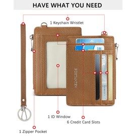 BOSTANTEN Small Wallet For Women RFID Leather Credit Card Holder Slim Wristlet Keychain Wallet With Zipper Pocket