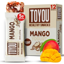 ToYou Chewy Fruit and Nut Bars - Healthy Protein Snacks | Mango Yogurt - 1.41 Ounce (Pack of 12) | Soft Chewy, Fiber-packed Granola Bars for Adults and Kids, Made with Natural Ingredients