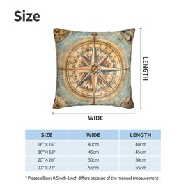 aipoase Map Nautical Throw Pillow Covers 18 X 18 Inch Set of 2 Pillow Cases Decoration Cushion Cover for Sofa Bedroom Living Room Outdoor