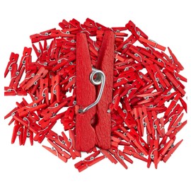 Relaxdays Mini Wooden Pegs, Set of 400, Celebrations, Hanging Photos, Decorating Gifts, Crafts, DIY, Decorative Clips, Red