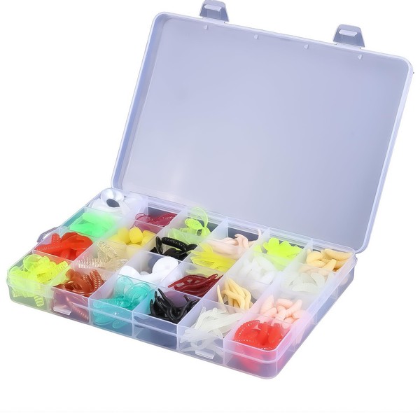 Fleymu Fishing Lures, 285 Pieces Artificial Bait Rubber Bait Set,
