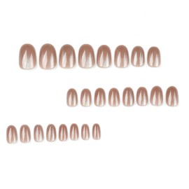 Nail Tip, Short, Round, 24 Pieces, Nail Tip, Skin Color, Gold Foil, Cat Eye, False Eye, Popular, Japanese Style, Cute, Simple, Fashionable Party, Autumn, Spring, Summer, Daily Life, Bridal Nail