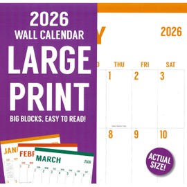 2026 Large Print Full Size Wall Calendar for Planning, Scheduling, and Organizing