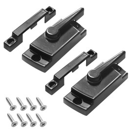 F 2554 Diecast Cam Action Window Sash Lock with Alignment Lugs, Replacement Sash Locks for Sliding Windows Double Hung Windows (Black, 2 Pack)