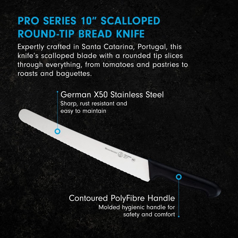 Messermeister Pro Series 10” Scalloped Round-Tip Bread Knife - German
