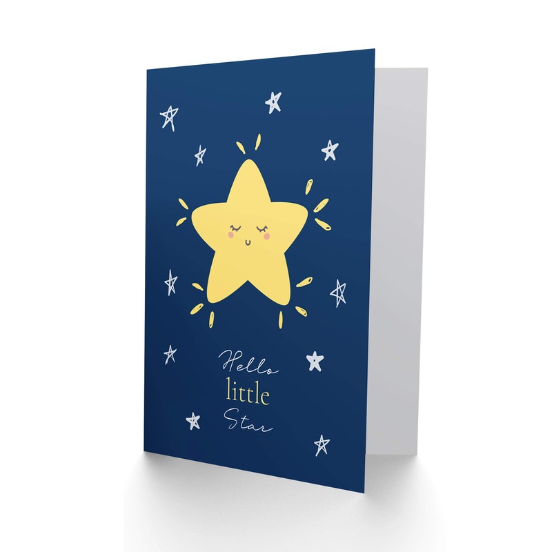 Wee Blue Coo New Baby Hello Little Star Sealed Greeting