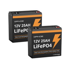 12V 25Ah LiFePO4 Battery, Up to 3000 Deep Cycles Rechargeable Lithium Battery with Built-in 20A BMS for Solar System, RVs, Power Wheels, Trolling Motors, Scooters, Camping (2 Pack)