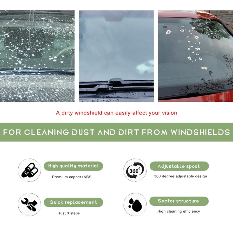 MUQIDA 2PCS Car Front Windshield Washer Nozzle, Adjustable Fan-Shaped Automotive