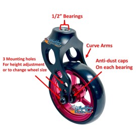 Wheelchairparts.Net 4" x 1" Caster Fork Assemblies - 4" x 1" Red Rim+Black Fork