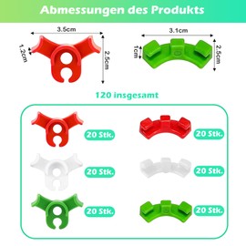 EUDUQ Pack of 120 plant benders, 90 degree plant training bending clips, LST clips, plant support clips, plant growth bender, plant trainer for low load, 3 colours, 2 sizes