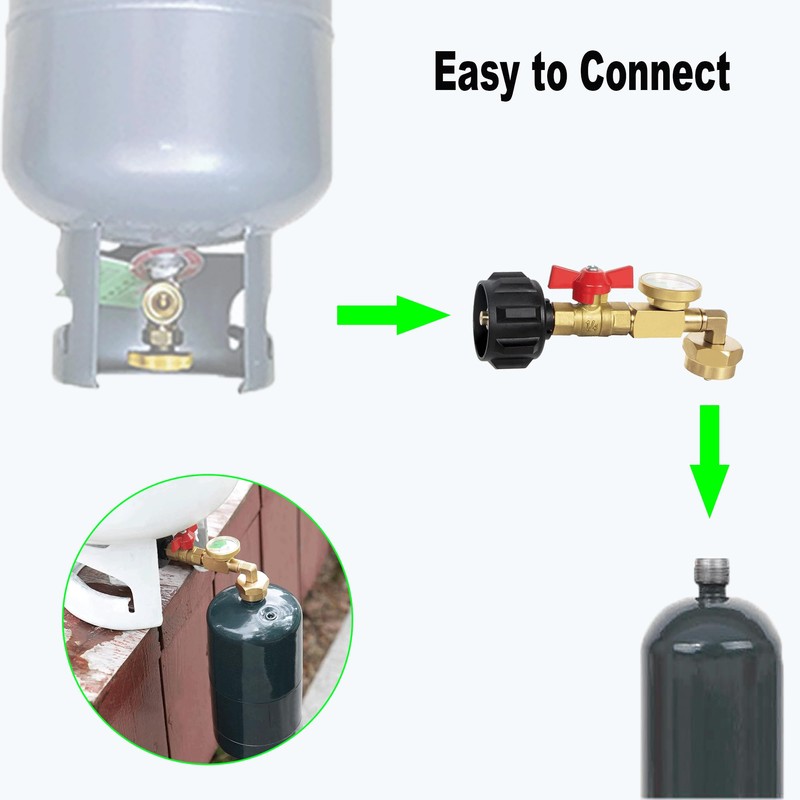 Propane Refill Adapter with Valve and Gauge, Fill 1 Lb