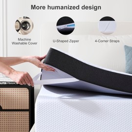 Vastlally Firm Mattress Topper 3 Inch King Size Memory Foam Mattress Topper with Removable Washable Cover，High Density Cooling Pad Pressure Relief Bed Topper