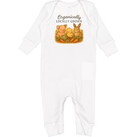 inktastic Organically Locally Grown Cute Farm Animals Baby Romper Coveralls 12 Months White 46532