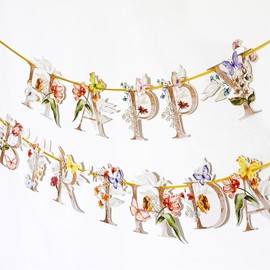 BEAUTY OF PARTY Flower Butterfly Happy Birthday Banner, Boho Groovy Floral and Butterflies Birthday Letters, Wildflower Butterfly Garden Party Decorations for 1st Sweet 16 21st 30th 40th 50th 60th 70th Birthday Party
