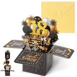 18th Birthday Card, 18th Birthday Pop-Up Greeting Card for Women 3D Pop Up Greeting Card with Note and Envelope 18th Birthday Gifts for Wife Daughter Husband Women