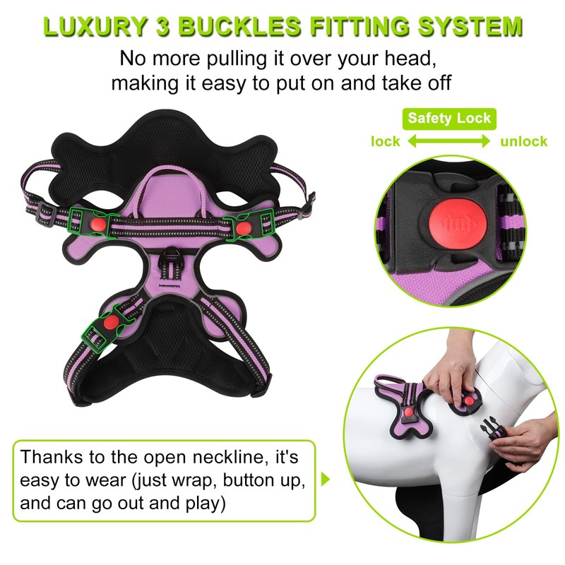 Gimilife Dog Harness, Adjustable Reflective Dog Vest No Pull Dog