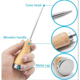 Rocky Mountain Goods Ice Pick Tool with Wooden Handle - Sharp Stainless Steel Blade for Breaking Ice, Chipping, Ice Cubes,Bartenders, Freezer and Ice Bags - 6” Blade with Sharp Strong Point