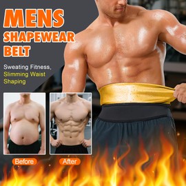 GENEMEN Mens Corset Waist Trainer Sana Compression Shaper Vest Slimmer Sweat Shapewear for Men Tummy Control (Gold, XL)