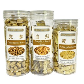 DIAN MAI HAO 党参180g 当归80g 黄芪125g 组合 Premium Dried Radix Angelica Slice Dang GUI 当归片 (2.82oz) Dang Shen Dried Radix Codonopsis (6.35oz) Astragalus Root Sliced Huang Qi(4.4oz)