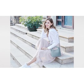 Queenoris - Bolsa tejida para mujer, Azul-cielo