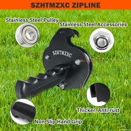 SZHTMZXC Zipline Kits for Backyard, 200FT Zip Line Kit for Kids and Adults Up to 350Lbs, Outdoor Playground Equipment (200FT Ratchet, Tree Climbing)