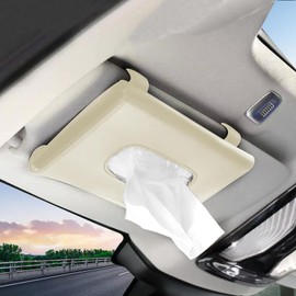 Car Tissue Holder, Sun Visor Holder Backseat, Car Mask Holder for Sun Visor, Tissue Holder for Car Case Car Interior Accessories for Women Men, Car Tissue Box with Tissue Refill (Beige)